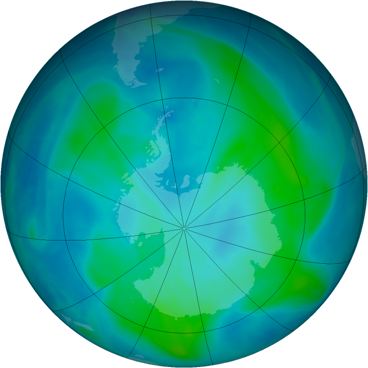 Antarctic ozone map for 11 February 2008